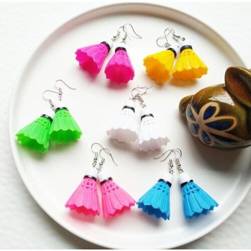 1Pair Drop Earrings Plastic Badminton Creative Dangle Jewelry For Children And Woman