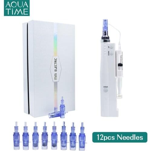 2 In 1 Mini Hydra Pen Mesotherapy Injector With 12PCS Cartridges Acid Injection Auto Derma Stamp Pen Facial Microneedle Machine