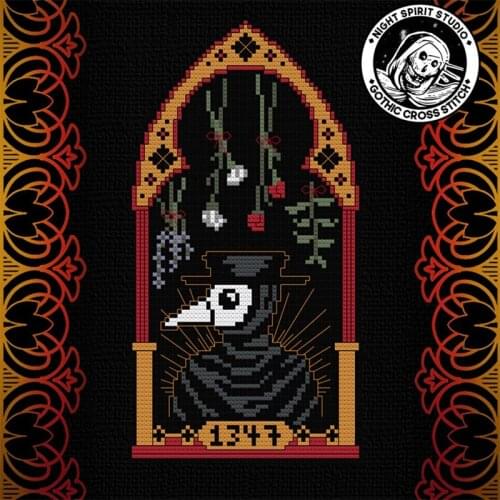 2021 Drop Shipping DIY Artwork The Black Death Embroidery Kit Funny with 100% Cotton Flosses & Free Shipping for Home Decor