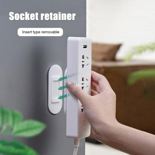 Punch Free Socket Holder Plug Sticker Organizer Seamless Wall Fixer Power Strip Router Cable Shelf Rack Stand for Home