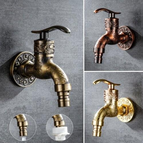 Wall Mount Bibcock Bathroom Wall Mounted Single Cold Water Faucet Washing Machine Sink Mop Pool Outdoor Garden Faucet