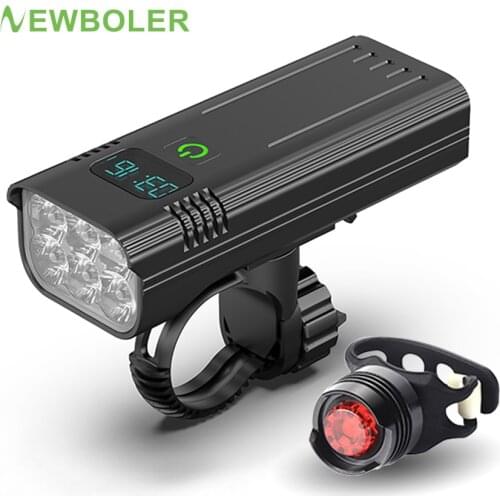 NEWBOLER 3600 Lumen USB Bike Light Power Bank Rechargeable MTB Road Bicycle Light LED 5200mA Cycling Flashlight Bike Accessories