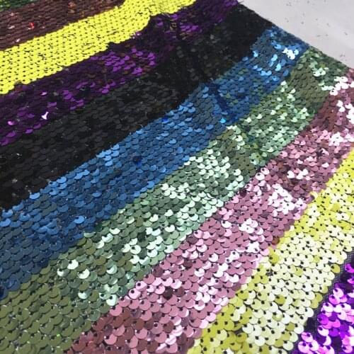 GLace 1Y/Lot New spot fashion gorgeous colorful striped sequins fabric dress gown sequin mesh fabric material TX840