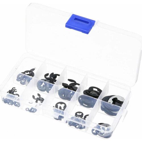 120PCS1.5-10mm size black E-type snap ring stainless steel E-type washer classification kit shaft fastener snap ring