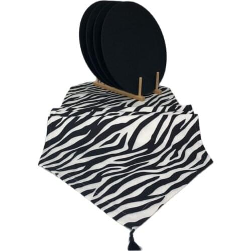 Placemat, Quartet And Runner Zebra Set Tableware Pad Placemat Table Mat Non-Slip Simple Placemats Disc Coaster Placemat for