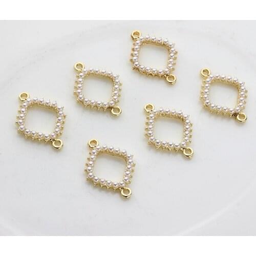 Golden Zinc Alloy Pendant Geometric Rhombus Charms Connecto Pendant 6pcs/lot 17*21mm For DIY Jewelry Earrings Making Accessories