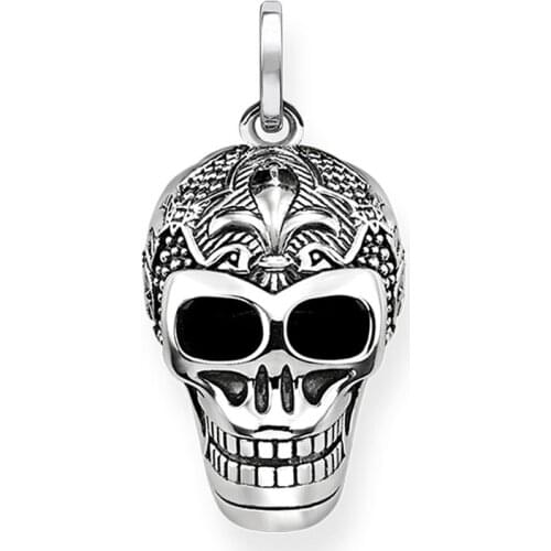 Silver Bourbon Lilium Lily Skull Pendants, 2018 Fashion Skeleton Accessories Chain Necklace Pendant Jewelry Gift for Women Men