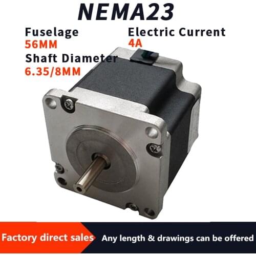 Nema23 57 stepper motor dual axis diameter 6.35mm 8mm body 56mm torque1.2N.m two-phase four-wire 1.8 degrees 3A hybrid motor
