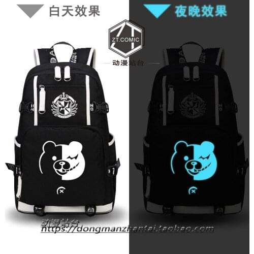 Danganronpa Dangan Ronpa Monokuma Student School Shoulder Bag Backpack Satchel Laptop Rucksack Knapsack Teenager Travel Gift