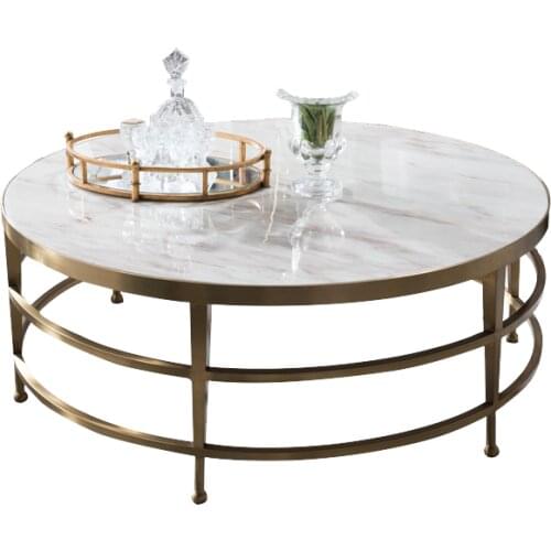 Modern American Jazz white marble round tea table living room European light luxury tea table corner table combination