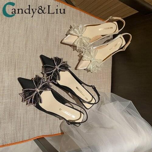 Pointed High Heels Womens New Temperament Mesh Butterfly Rhinestone Casual Single Shoes In Spring and Summer 2021