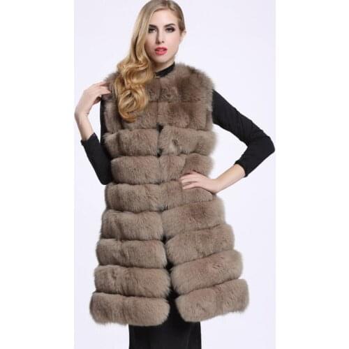 2019 Winter Fluffy Fox Fur Jacket Women Long Fur Vest High-Grade Faux Fur Coat Faux Fur Long Vest