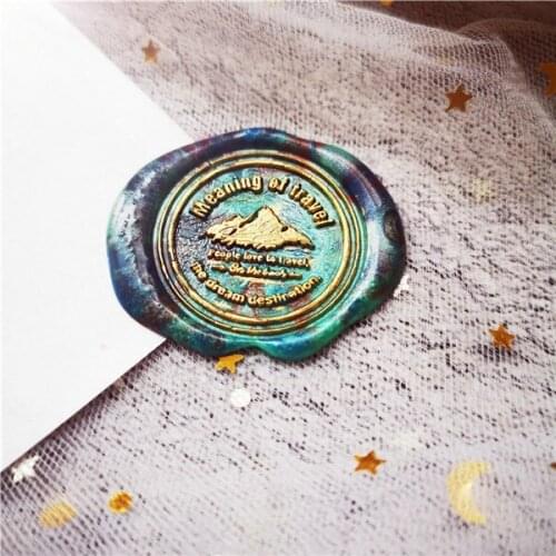 Meaning of mountain travel stamp head of Retro Wood Stamp Sealing Wax Seal Stamp Wedding Decorative sealing Stamp wax seals