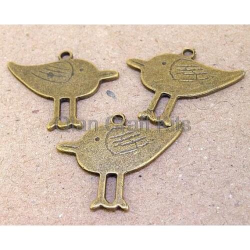 100pcs Beads Charm Birds bronze Plated Victorian Pendants 27mmx 32mm antique bronze standing bird zinc alloy pendant