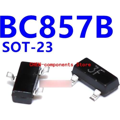 100pcs BC857B 3F SMD triode SOT-23 0.1A/45V PNP