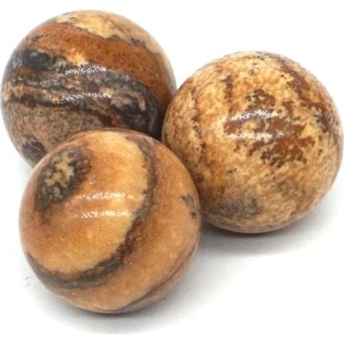 18mm Natural Picture Jasper Crystal Reiki Sphere Healing Ball Home Decor 3Pc