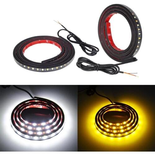 2 Pcs 48'' LED Car Truck Light Strip DRL Side Marker Signal Indicator Lamps White Amber 120SMD