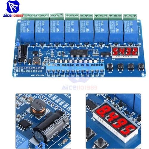 4 Digit LED DC 8 -36V 8 Channel Multifunction Relay Control Module with Power Indicator Relay Suction Indicator for Arduino