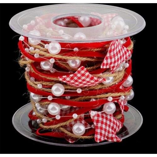 5m Christmas Star Bead Chain Ribbon Ornaments Festival Party Decorative Home DIY Craft Accessories New Year Gift