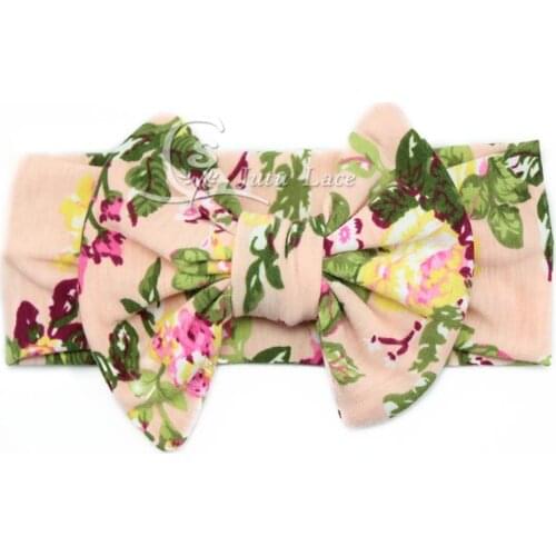 84pcs/lot hair accessories floral fabric elastic bow headbands -big bow knitted headbands