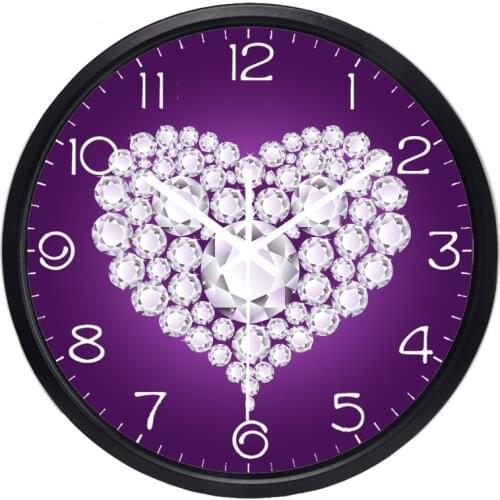 Diamond Series Glass Wall Clock for Women Lady Noble Jewelry shop Silent 10 years Quality Assured