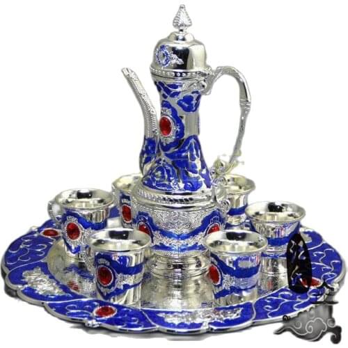 Antique Tibetan Silver antiques copper silver plating Chinese style craft wine set tea set ornaments