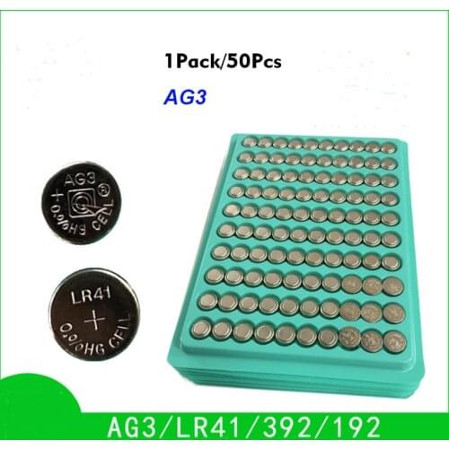 100pcs/pack 1.55V AG3 LR41 SR41 Button Batteries 192 L736 384 SR41SW Cell Coin Alkaline Battery Battery For Calculators Watch