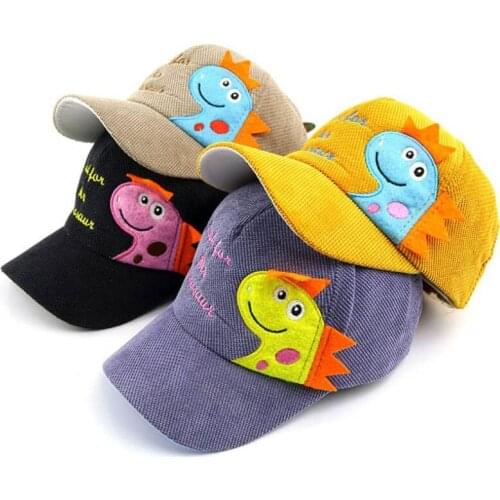 Doitbest 2 to 8 Years 2020 Children Baseball Cap Hip Hop autumn Corduroy dinosaur kids Sun Hat Boys Girls Caps snapback hats