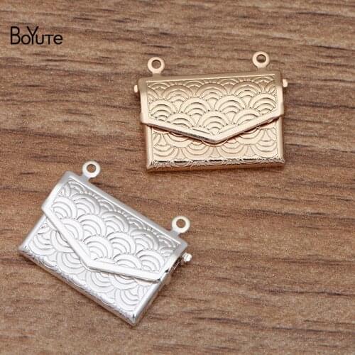 BoYuTe (10 Pieces/Lot) 15*20MM Envelope Shaped Memory Photo Locket Wave Carved Floating Locket Pendant Charms