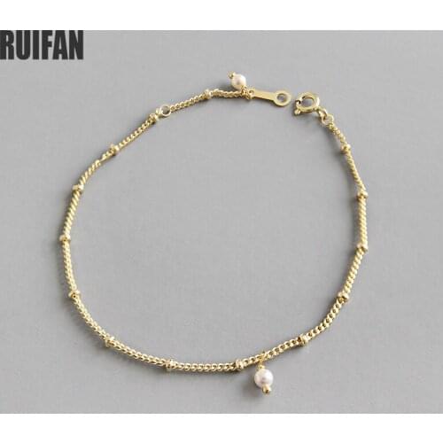 Natural Freshwater Pearls Silm 14K Gold 925 Silver Bracelets for Women Chain Link Bracelet Fine Jewelry YBR170