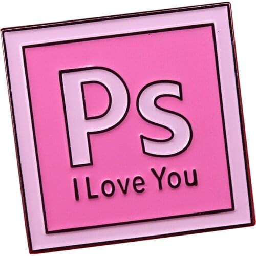Funky Pink PS I Love You Lapel Pin Graphic Design Artist Jewelry Show your photo editing love with this Photoshop brooch