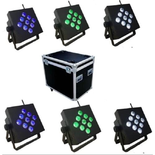 Free shipping 6pcs with charging flight case par led battery wireless 9x10w/9x12w/9x15w stage wash effect par light par 64 led