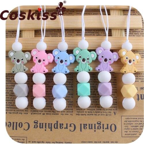 Coskiss 1pcs Silicone Koala Teething Necklace Nursing Mom Baby Chew Necklace BPA Free Silicone Beads Baby Shower Gift