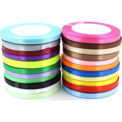 25 Yard/Roll Solid Color Ribbon Colorful Silk Satin Ribbons Belt For Bow 6MM DIY Gift Packing Rose Flower Headwear Accessories