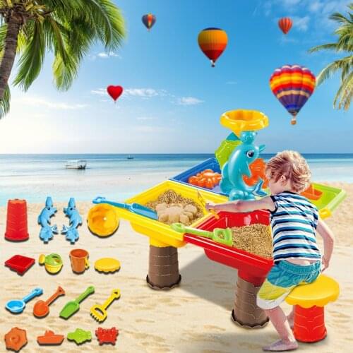 Beach Toys For Kids 21-23pcs Baby Beach Game Toys Children Sandbox Set Kit Summer Toys for Beach Play Sand Water Game Play Cart