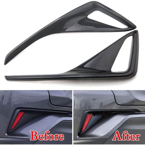 For Toyota C-HR CHR 2016 2017 2018 Chrome ABS Rear Tail Fog Light Lamp Protector Cover Moulding Trim Carbon Fiber/Silver Color