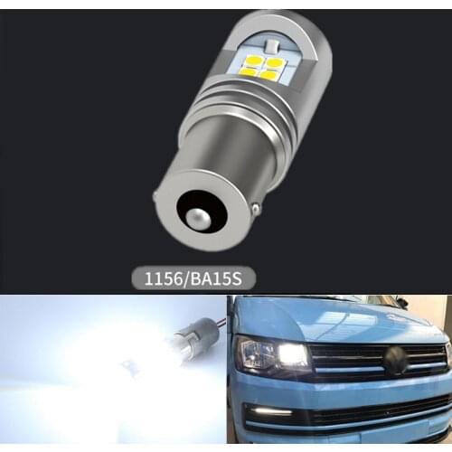 For VW Transporter T5 T5.1 T6 2010-2019 2x 1156 P21W Ba15s Canbus White LED Daytime Running lights