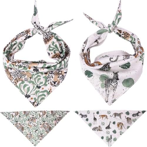 Jungle Dog Bandana Reversible Bandana Tie on Bandana Dog Scarf Pet Dog Accessory for Gifts