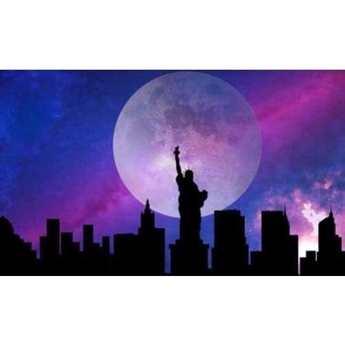 GLymg Diamond Embroidery Diy Rhinestones Embroidery Diamond Craft 5d Diamond Painting New York In The Moonlight Diamond Art Wall