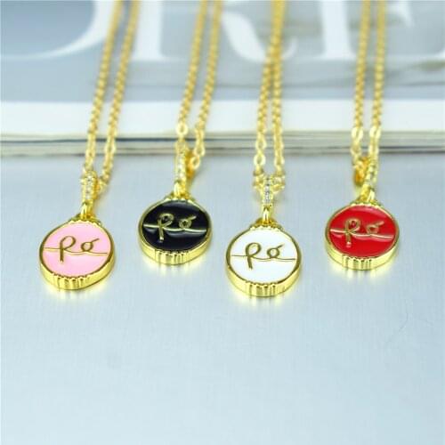 AS jewelry simple European and American letter necklace female drop oil FE English pendant necklace