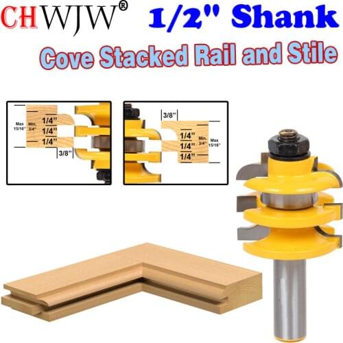 1PC 1/2" Shank Cove Stacked Rail and Stile Router Bit - 12119