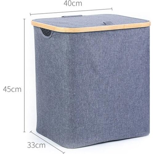 LBER Laundry Basket with Lid, Large Bamboo Dirty Clothes Hamper with Handle, Waterproof Collapsible Laundry Hamper Storage for B