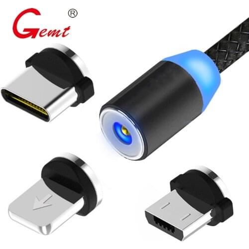 GEMT Magnetic Micro USB Cable For iPhono Samsun Android Fast Charging Magnet Charger USB Type C Cable Mobile Phone Cord Wire