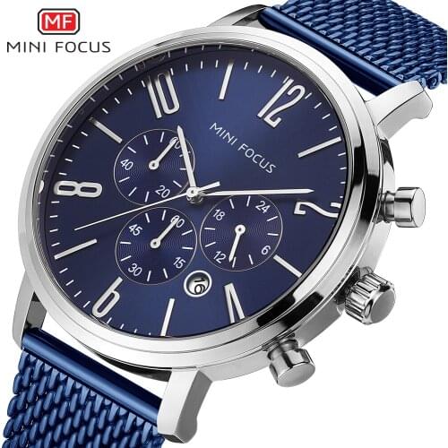 MINIFOCUS Mens Watches Waterproof Quartz Business Men Watch Top Brand Luxury Clock Casual Blue Sport Watch Relogio Masculino