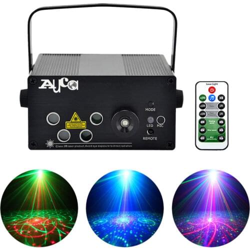 Mini Remote RGRB Laser Lights Blue LED Stage Lighting Projector DJ Party Xmas Home Professional Lamp Strobe Luces Lights L80RGRB