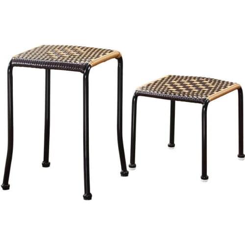 China rattan stool household bench table leisure small square chair dining thickened imitation solid wood