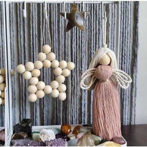 Nordic Style Wooden Beads Ornaments Kids Room Decoration Wall Hanging Girls Baby Tents Decorative