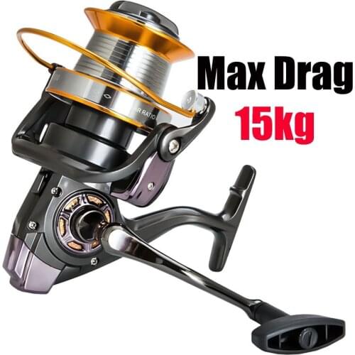 2021 NEW Fishing Reel LJ3000-12000 Spinning Reel 15kg Max Drag Spinnig Reel 5.2:1 4.0:1 High Speed Metal Spool Coil Fishing Reel