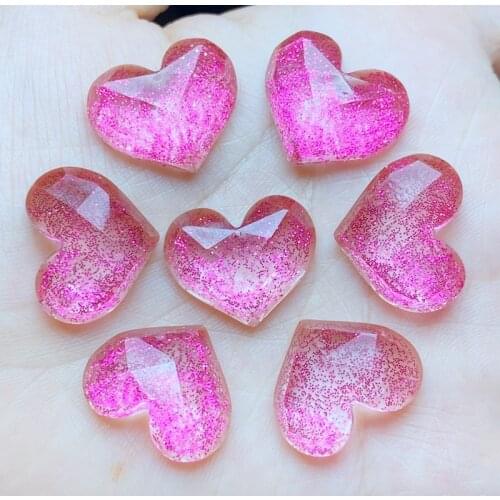10Pcs New Cute Resin Mini Shining Heart Flat Back Cabochon Scrapbook Kawaii DIY Embellishments Accessories K42