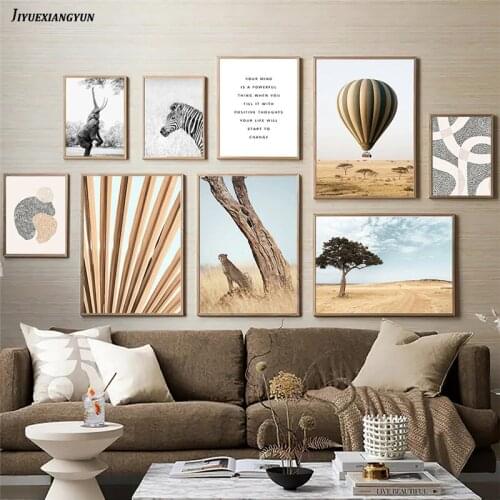 Elephant Giraffe Zebra Dot Abstract Leaf Wall Art Canvas Painting Nordic Posters And Prints Wall Pictures For Living Room Decor